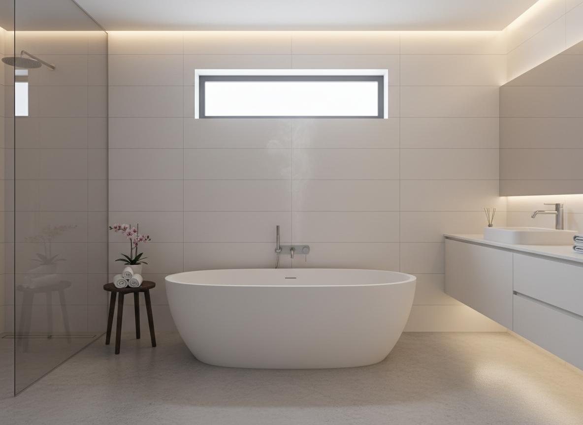 Modernes Badezimmer mit Massagewanne und Dusche