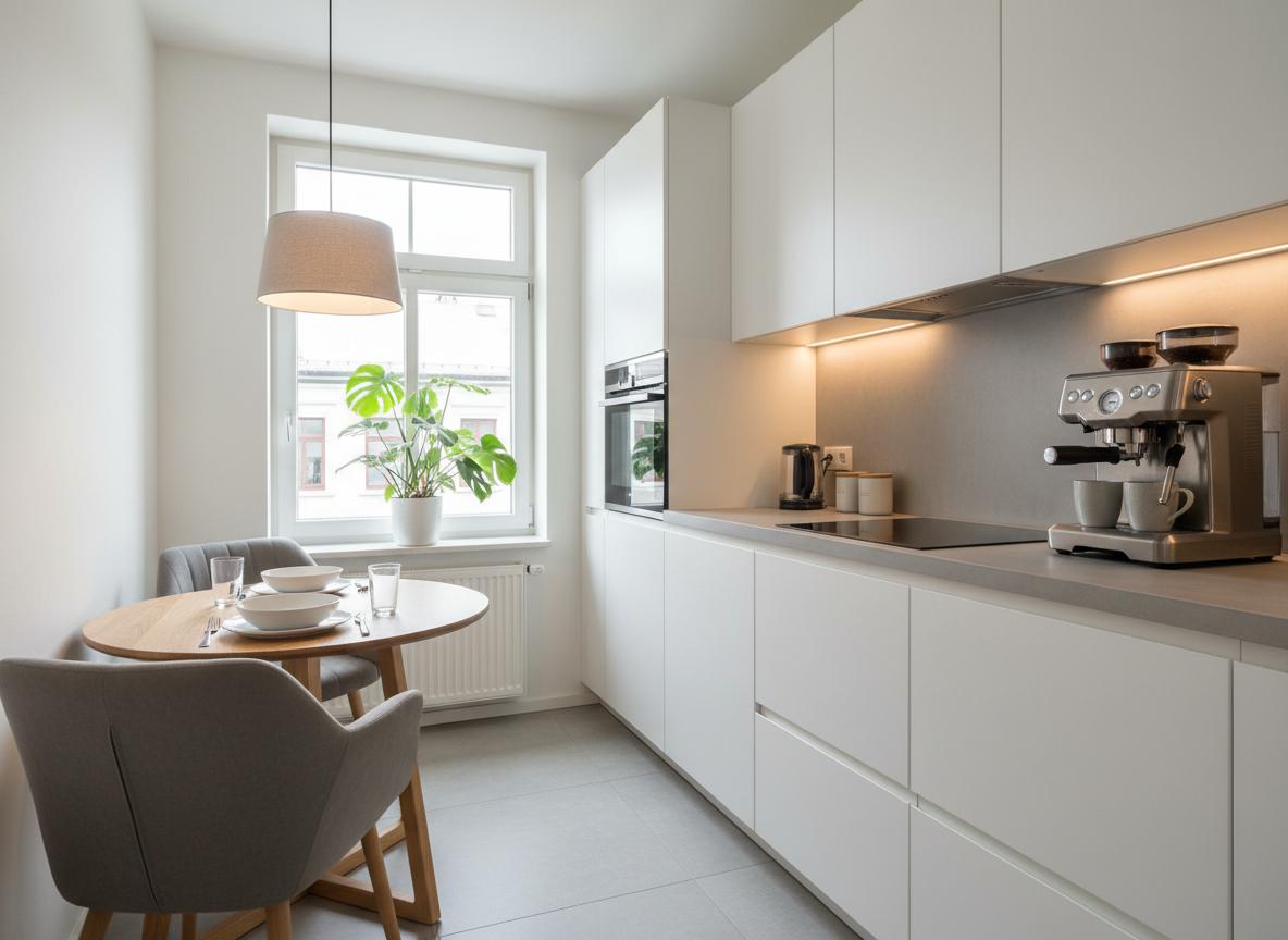 Vollausgestattete Küche mit Cerankochfeld und allen Geräten