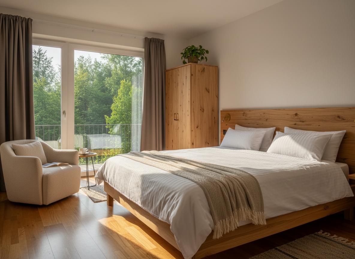 Geräumiges Schlafzimmer mit Doppelbett 1,80 × 2,00 m